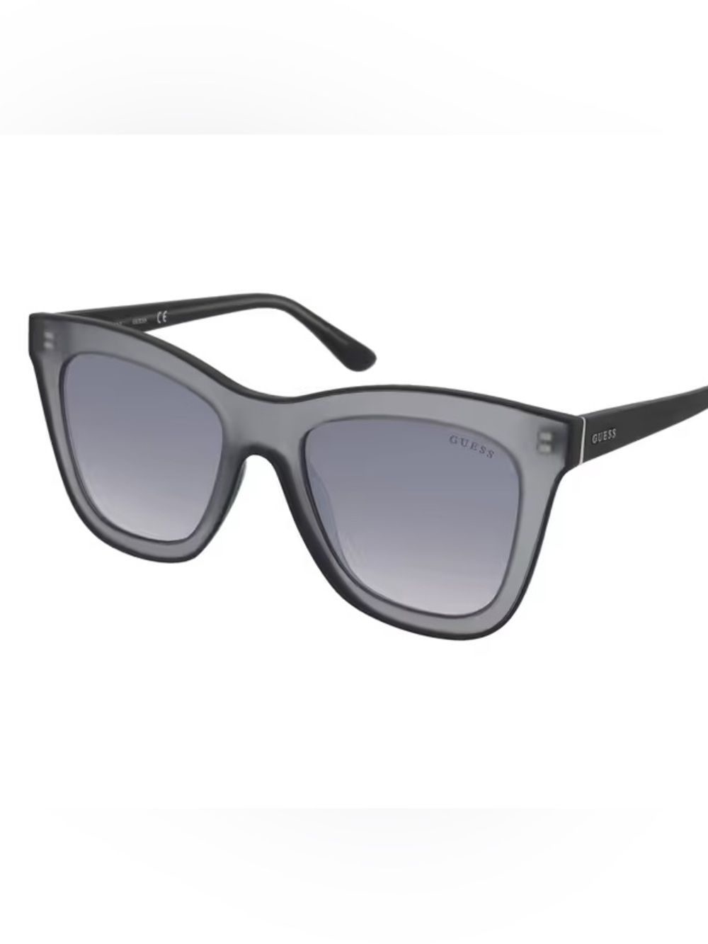 GUESS Translucent Grey Cat-Eye Sunglasses with Gradient Lenses
